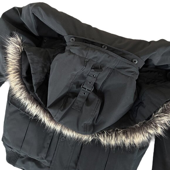 Men's Down Bomber with Faux Fur Trim and Removable Hood - Picture 6 of 8